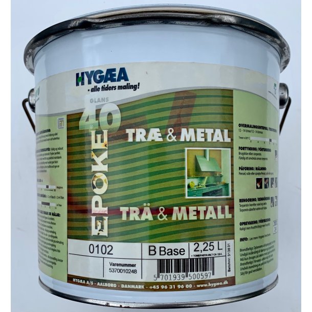 Hyga Epoke 40 tr &amp; metal heldkkende oliemaling (2,25 liter, B-base)