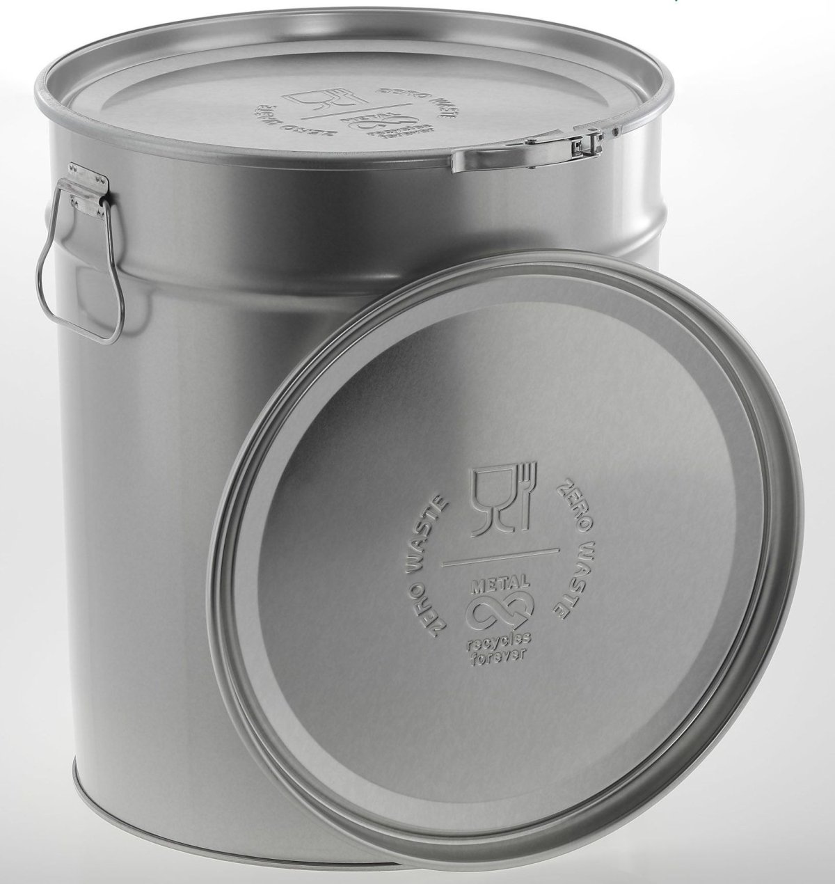 30 liter metalspand 328/390 m/låg og spændebånd velegnet til tørrede madvarer og andre fyldvarer - TOM EMBALLAGE - MALERLAGERET - Indenfor maling