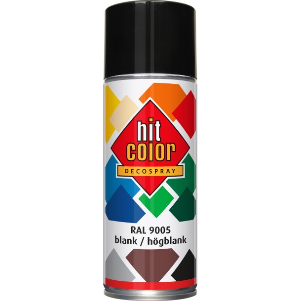 Hit-Color spraymaling 400 ml. (Blank, Sort RAL9005)