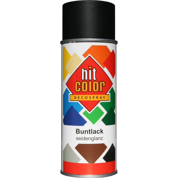 Hit-Color spraymaling 400 ml. (Halvblank, silkeblank sort RAL 9005)